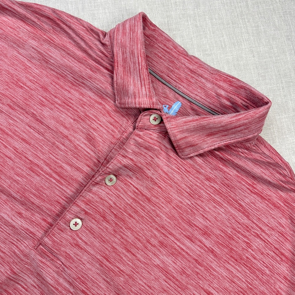 Johnnie-O Polo Shirt Mens XL Red Heathered Performance Pelican Cup Short Sleeve